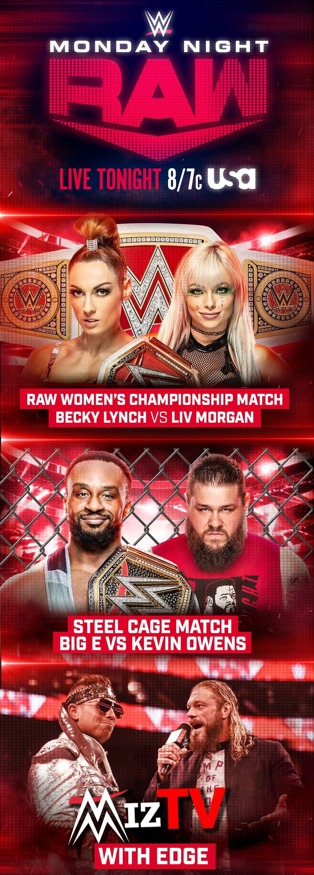 WWE 'Raw': Becky Lynch defends title against Liv Morgan, Big E and Kevin  Owens have steel cage match 