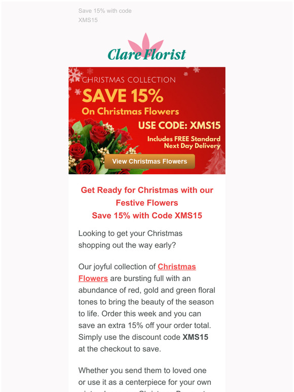 15% Off Christmas Flowers: Give them the Perfect Gift this Christmas