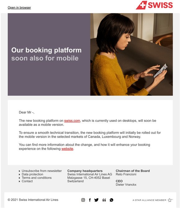 Our booking platform: Soon available for mobile