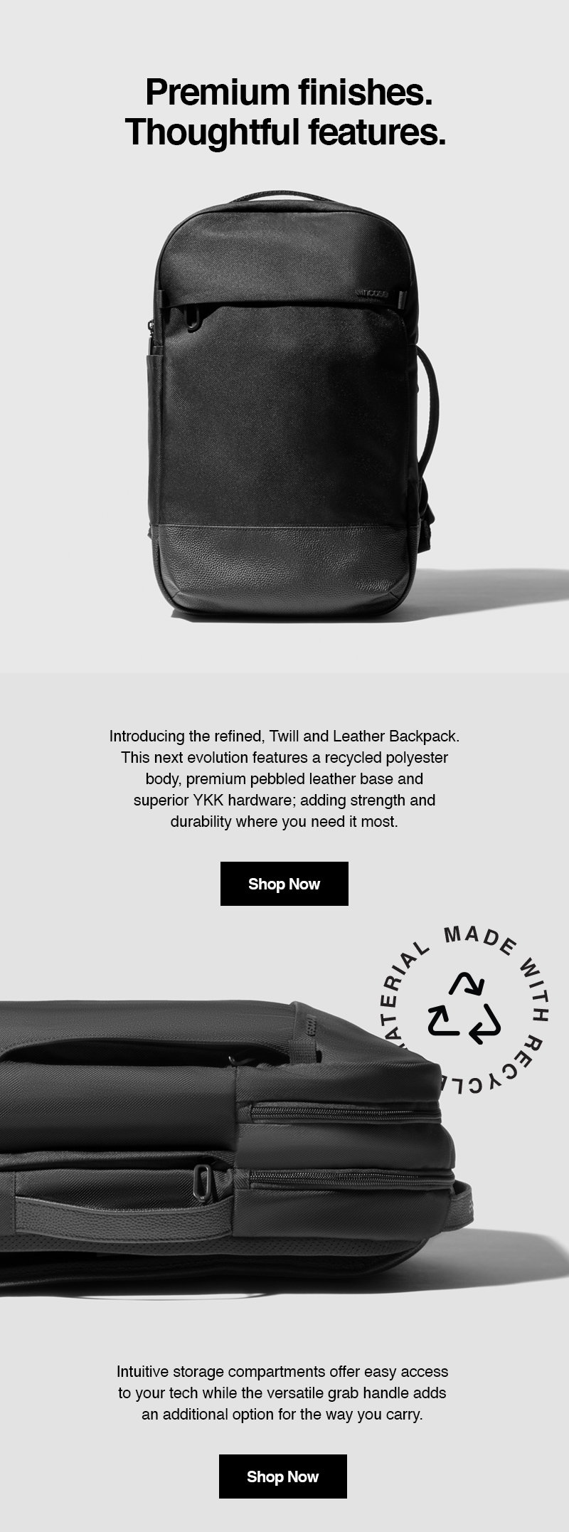Incase: Subject line:The new Twill and Leather Backpack | Milled