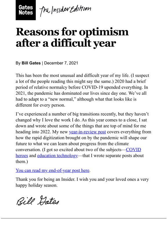 Reasons for optimism after a difficult year