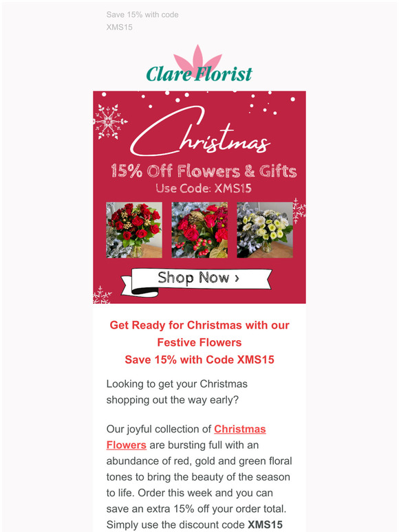 15% Off Christmas Flowers: Give them the Perfect Gift this Christmas