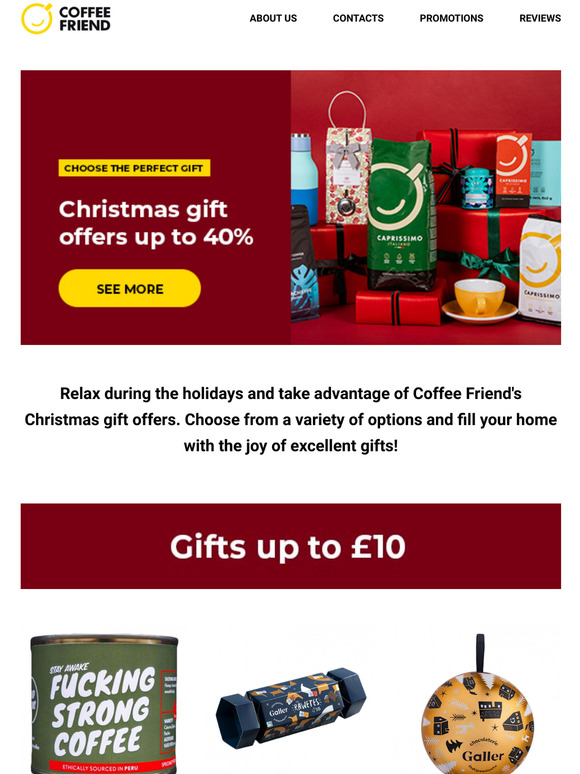 Christmas gift offers up to 40% off