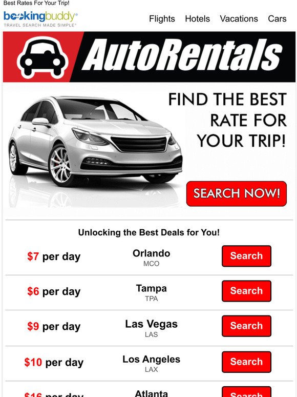 JUST IN! Car Rental Specials from $6/Day.