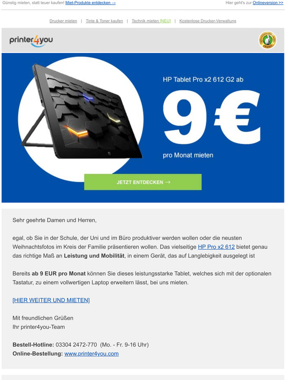 Leistungsstarkes HP-Tablet ab 9 pro Monat