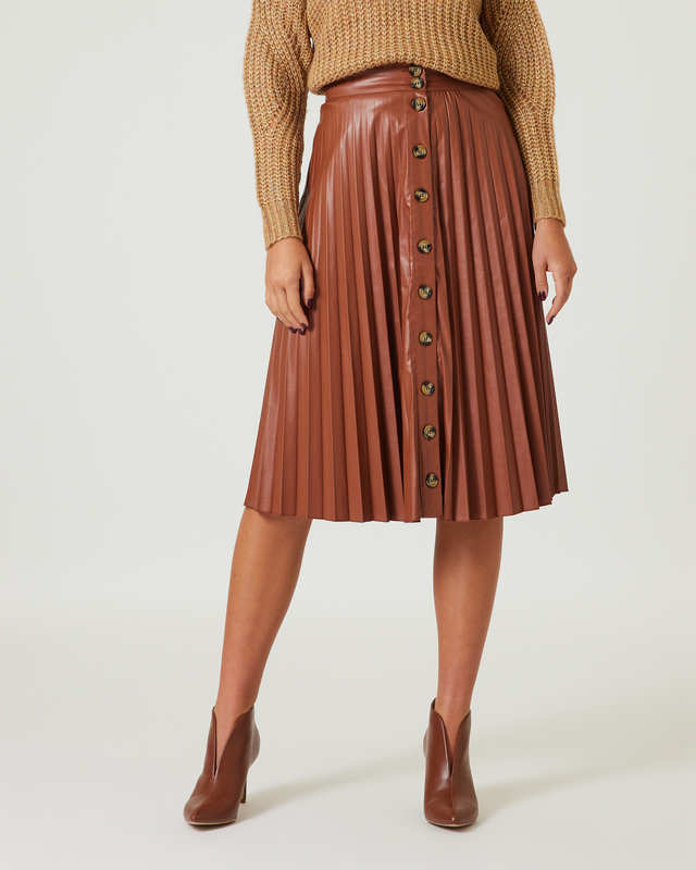 Plissée-Rock im Leder-Look