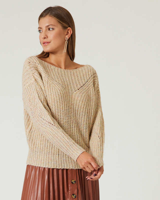Grobstrick Pullover mit Glanzgarn