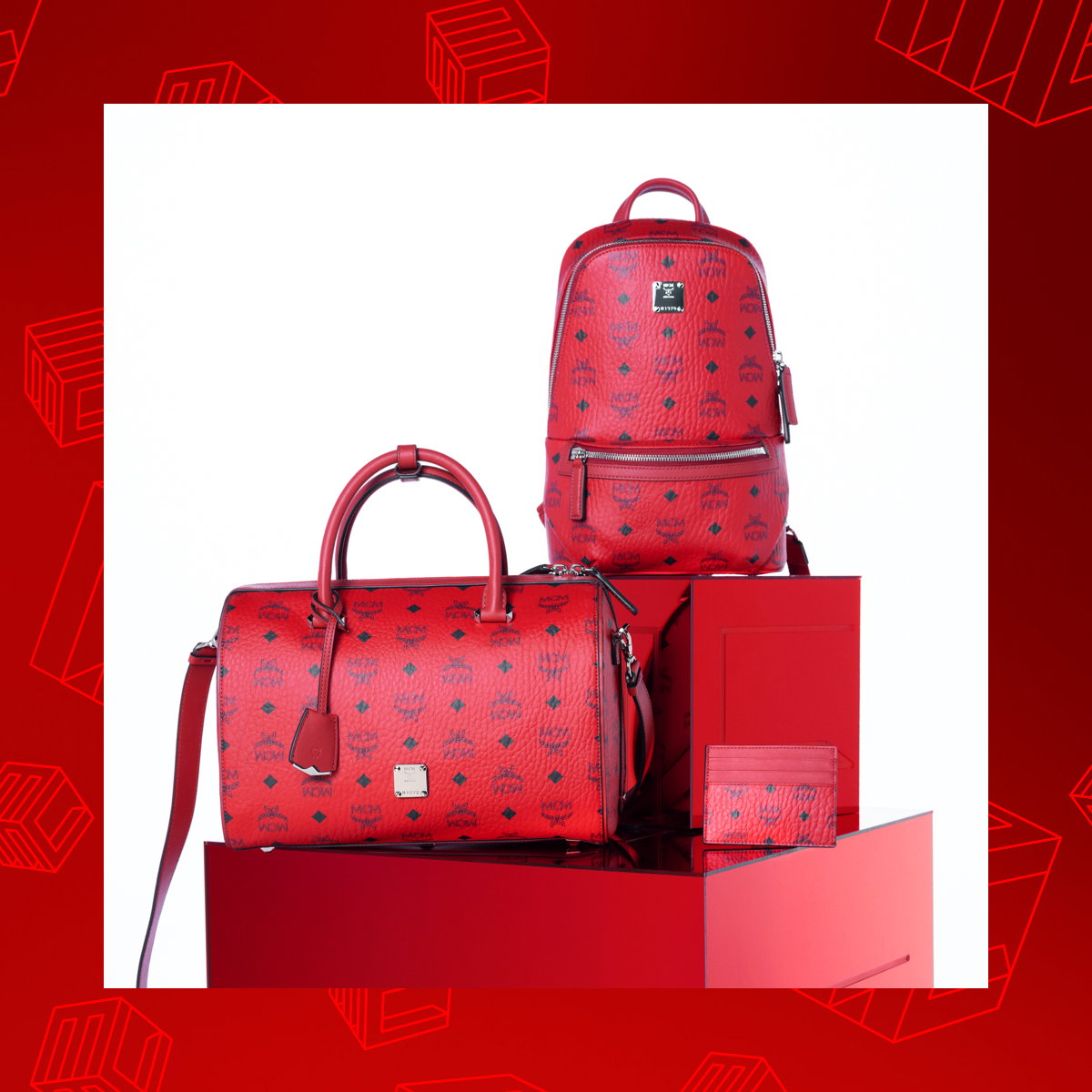 Red Mcm Duffle Bag