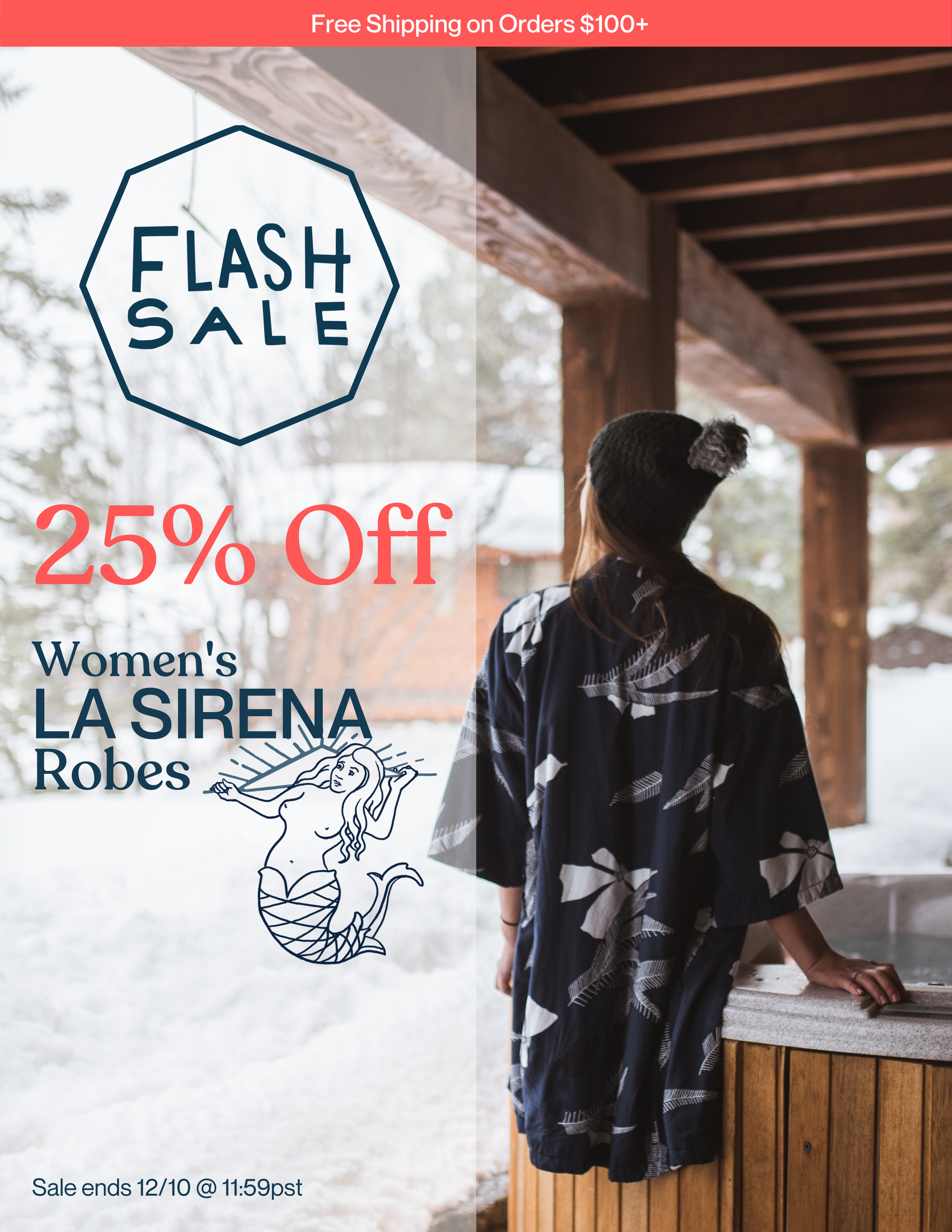 Women’s La Sirena Robe - Garibaldi Fish, Farallon Navy