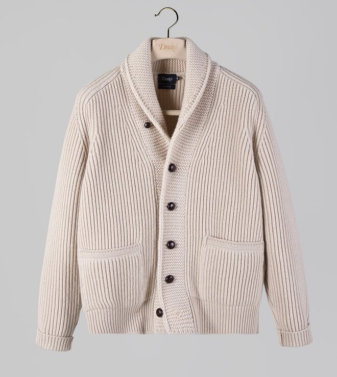 Drake's cashmere shawl collar on sale cardigan