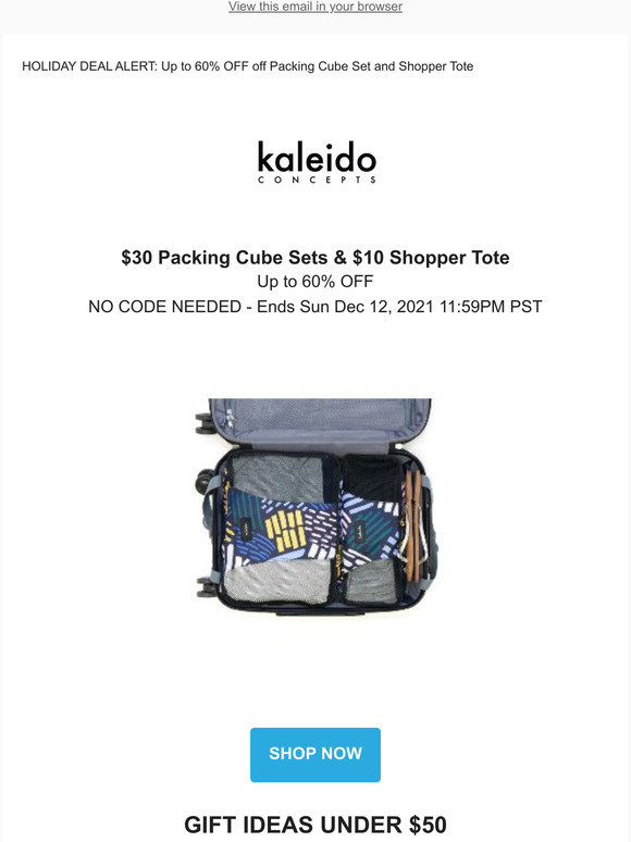  LOWEST PRICE: $30 Packing Cube Sets & $10 Shopper Totes