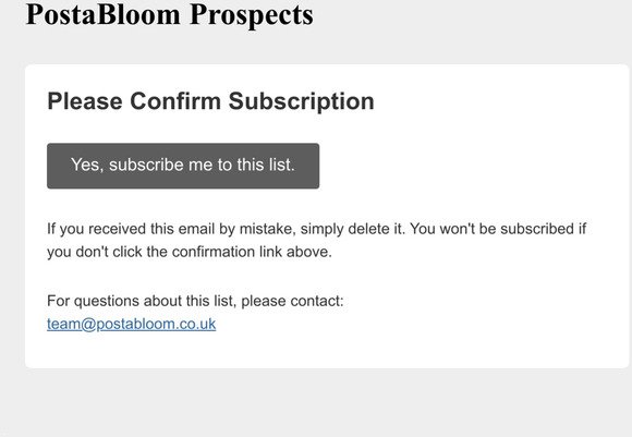 PostaBloom Prospects: Please Confirm Subscription
