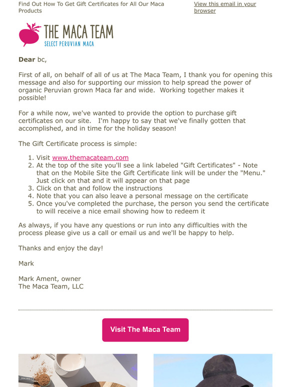 Gift Certificates Now Available!