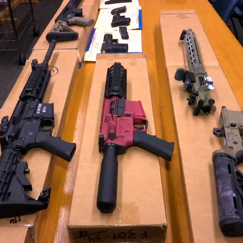File photo shows ghost guns displayed at the headq