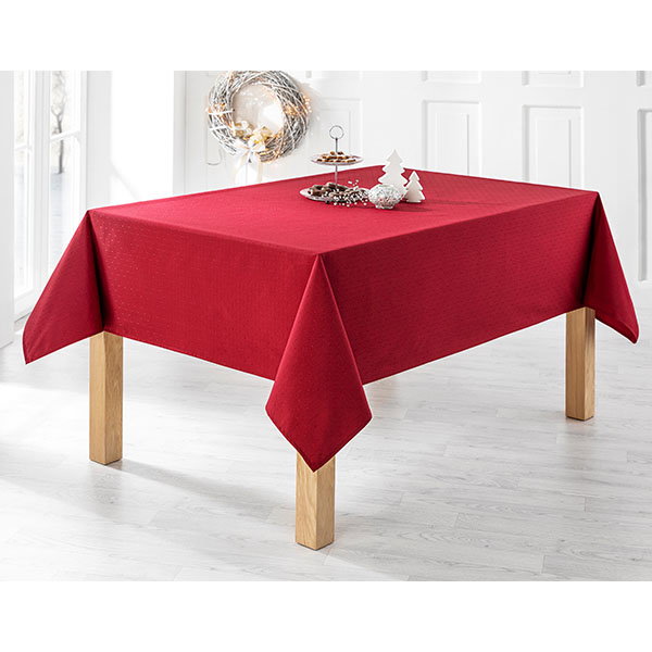 Bella Casa Jacquard-Tischdecke mit Fleckschutzbeschichtung, ca. 140 x 180 cm - Punkte Rot