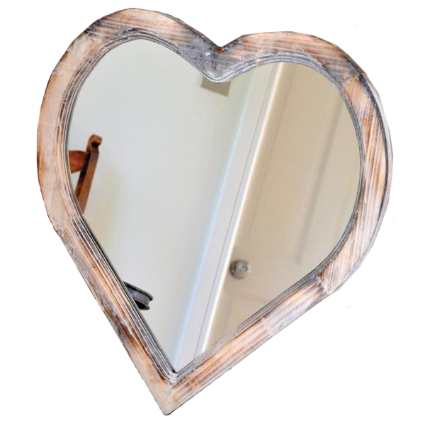 Image of wooden heart mirror