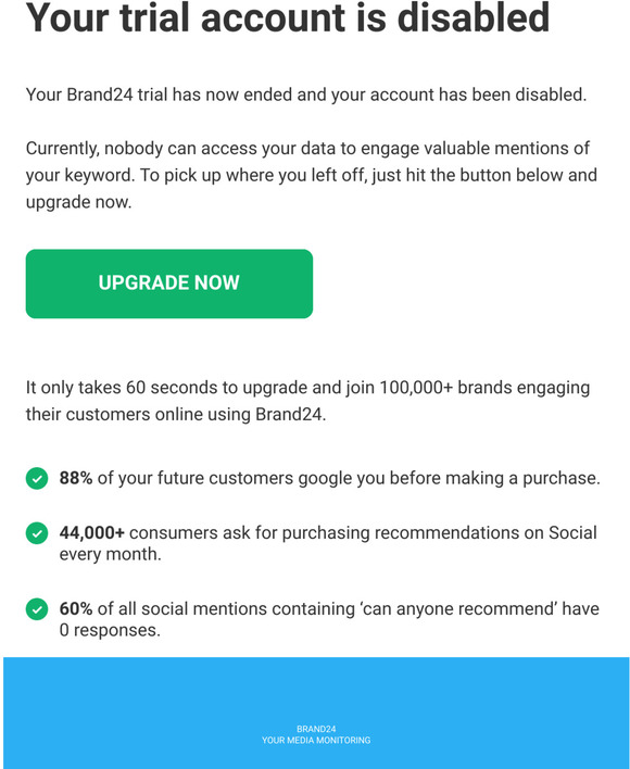 Your Brand24 trial has ended. Upgrade to our premium plan and engage your online mentions