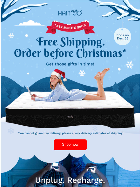 Gifts are shipping  out now! $100 off mattresses.