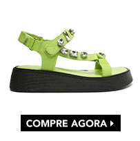 Sandalia Papete Brilho Couro Verde