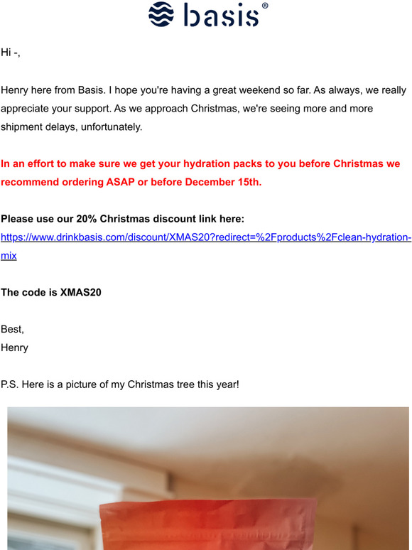 Basis Shipping Updates + 20% OFF
