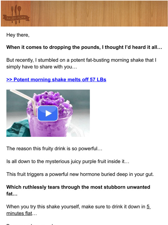 PaleoPlan: delicious purple shake removes 57 LBs? | Milled