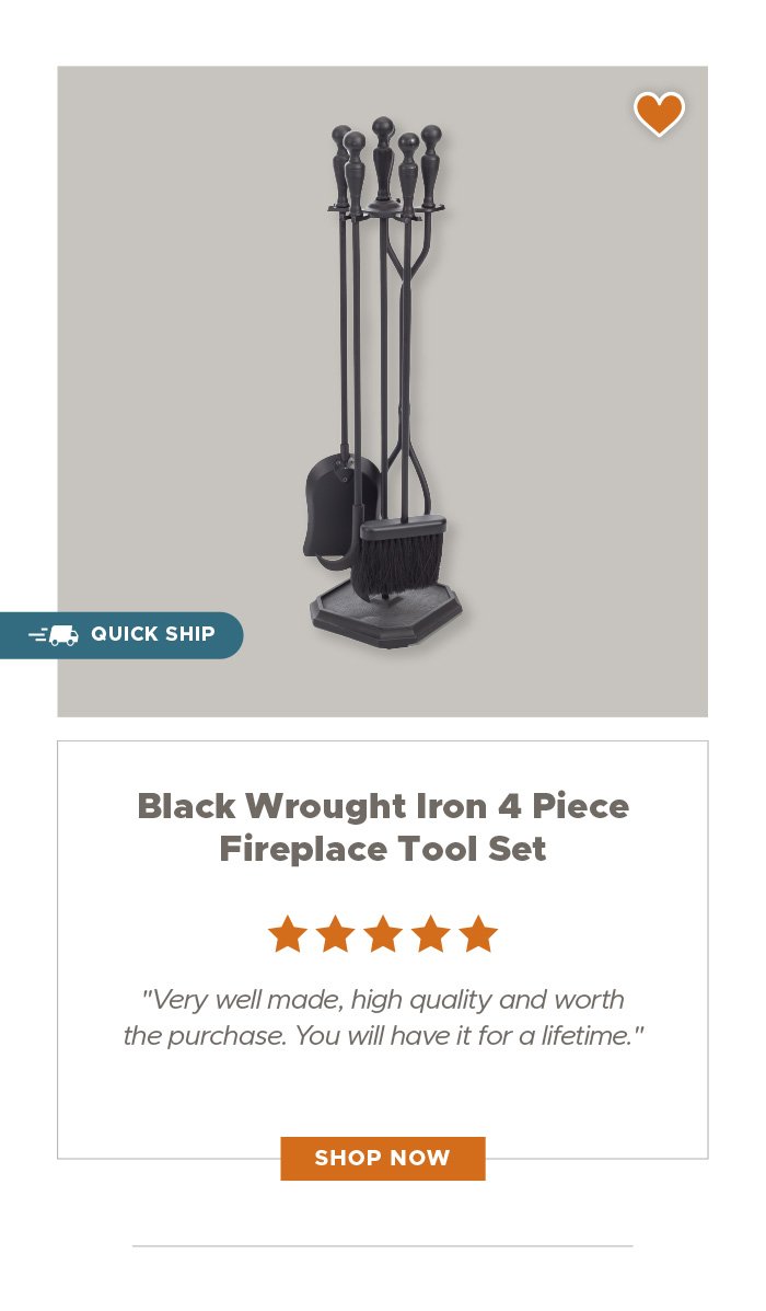 Shop Black Wrought Iron 4 Piece Fireplace Tool Set