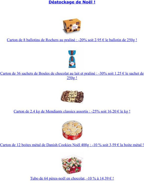 Chocolat de Nol : stock disponible et dstockage !
