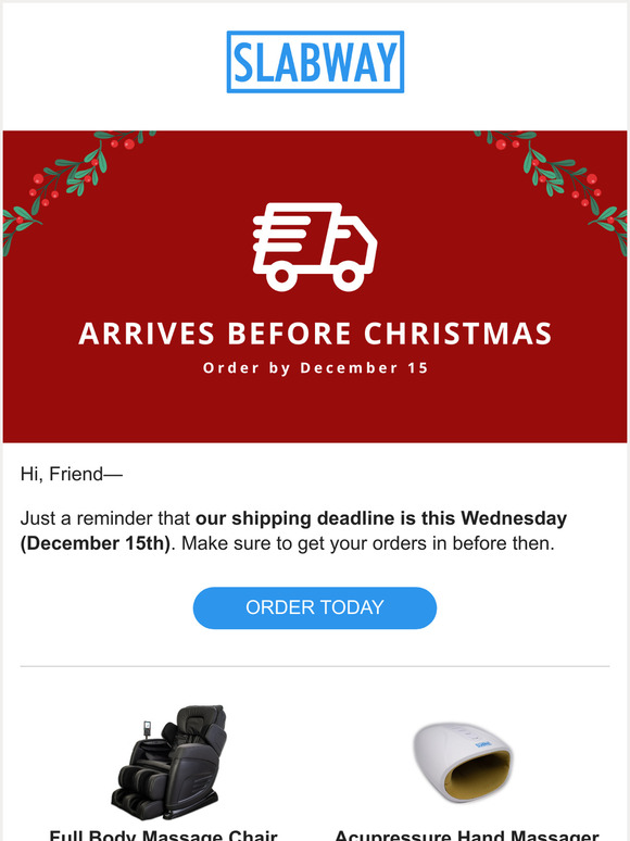 Reminder: Shipping Deadline