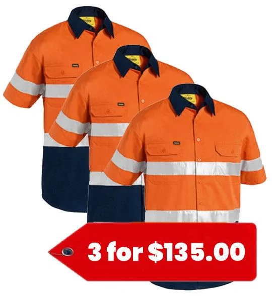 King Gee L/S Hi-vis Shirt with Hi Vis Tape (K54315-1)-3 Pack