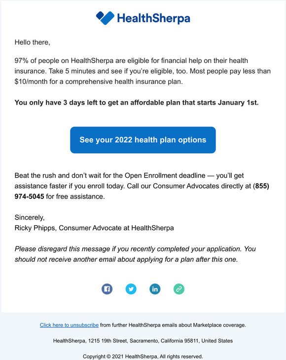 3 days left to see if youre eligible for financial help on your health insurance plan starting January 1