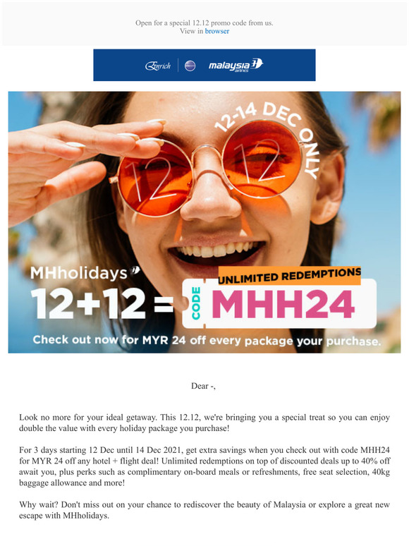 Malaysia Airlines The perfect holiday deal is here! Milled