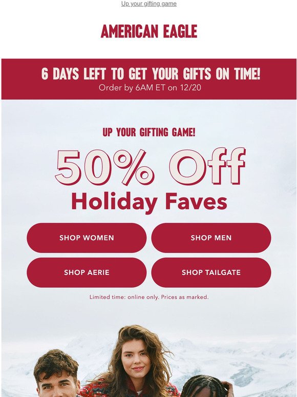 American Eagle: 50% Off Holiday Faves