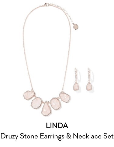 Linda Druzy Stone Earrings & Necklace Set