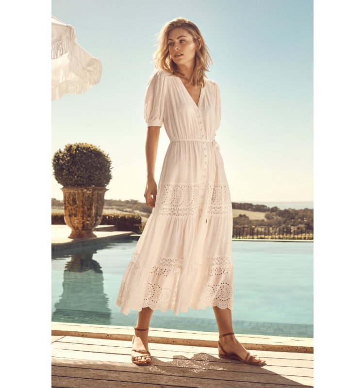 Alma Puff-Sleeve Midi Dress