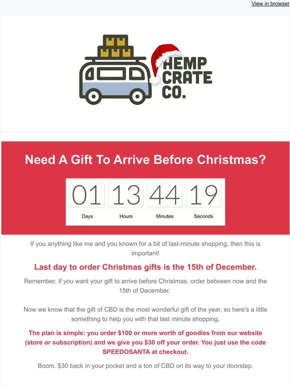 Need your gift to arrive before Christmas? 