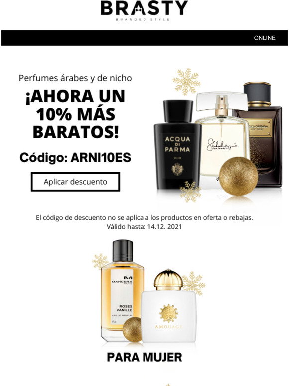Brasty.es: Slo hoy: 10% de descuento en TODOS los perfumes rabes y de nicho  | DESCUENTO EXTRA en relojes y joyas | Milled