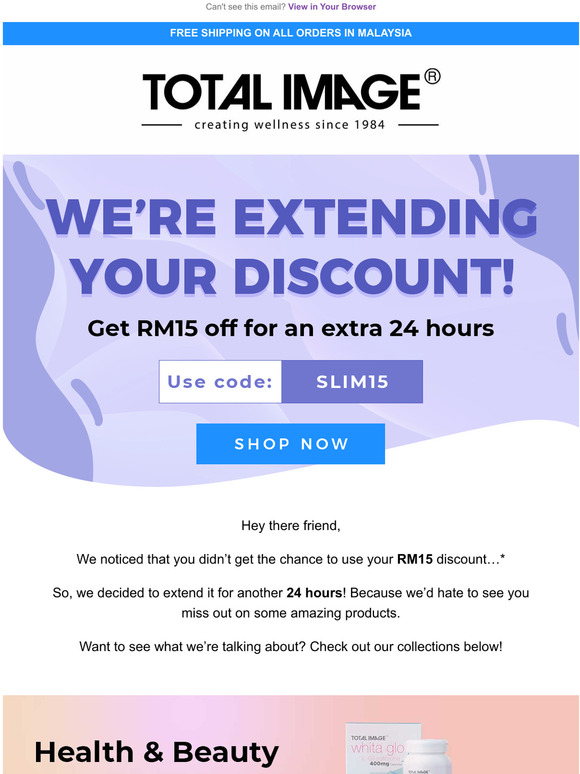 Total Image CPS (MY) Youre getting a discount extension! Milled