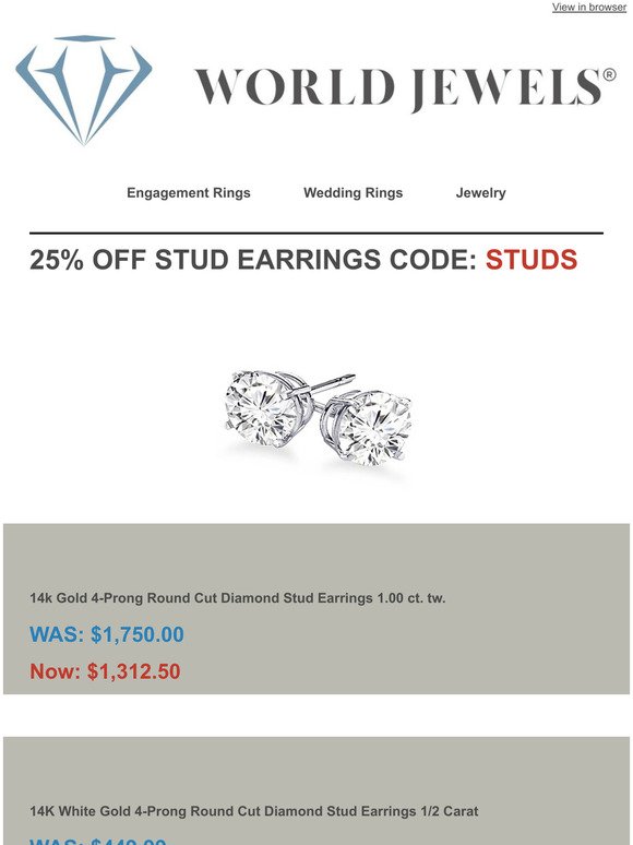 Diamond Studs- Order Now Free Christmas Delivery!