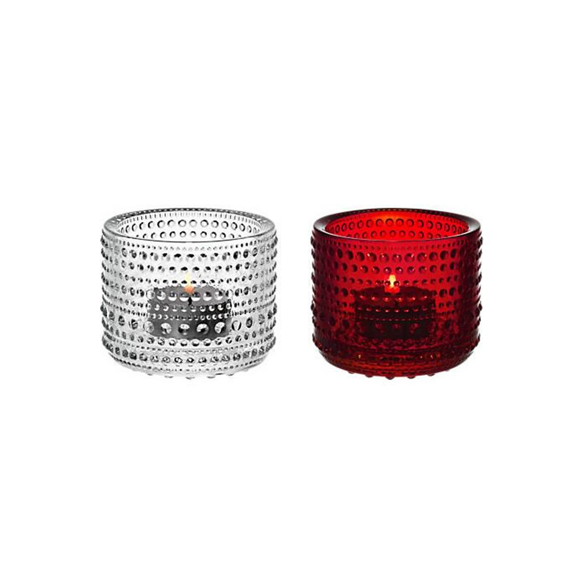 Image of iittala Kastehelmi Mumluk 2'li Set-Cranberry&Clear