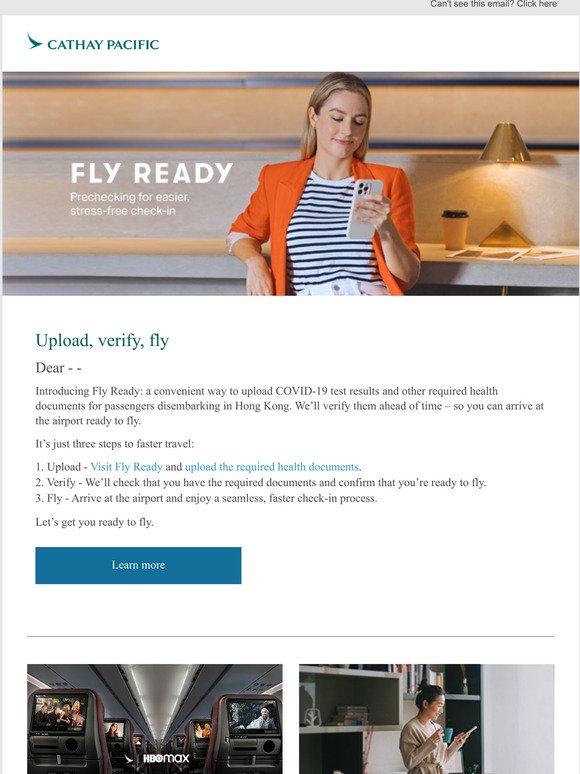 Seamless check-in with Fly Ready, HBO Max onboard, and more
