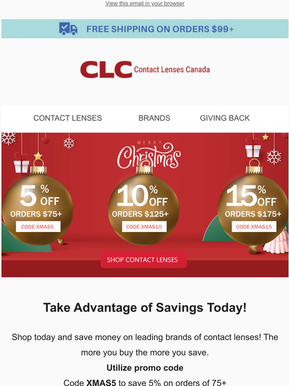 Celebrate The Holidays With Big Savings On Contacts!
