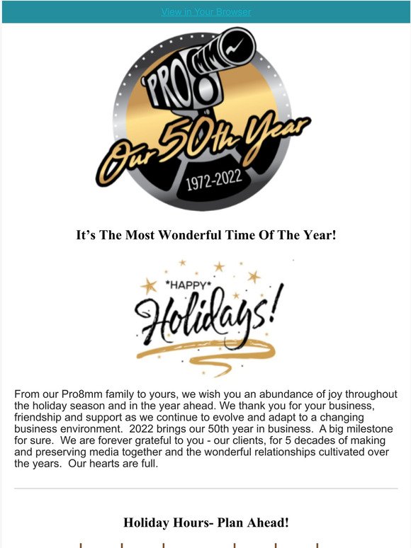Holiday News from Pro8mm 