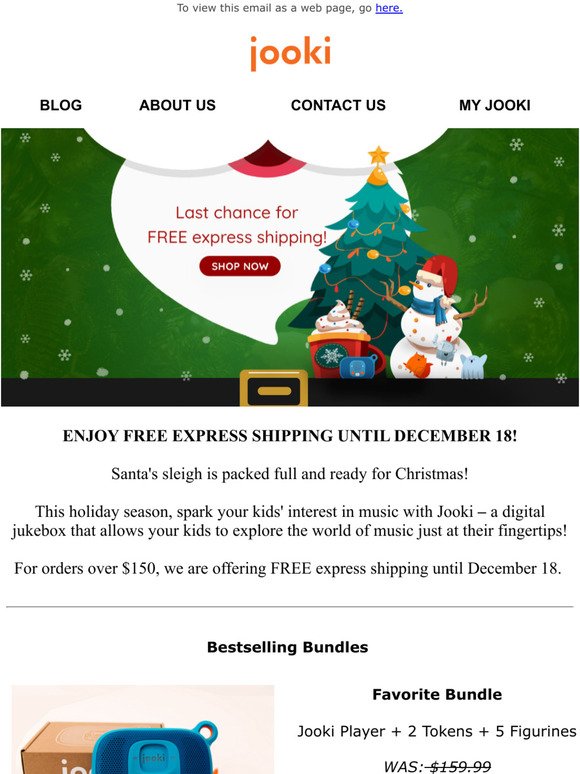 Reminder: Jooki Free Express Shipping Until December 18!