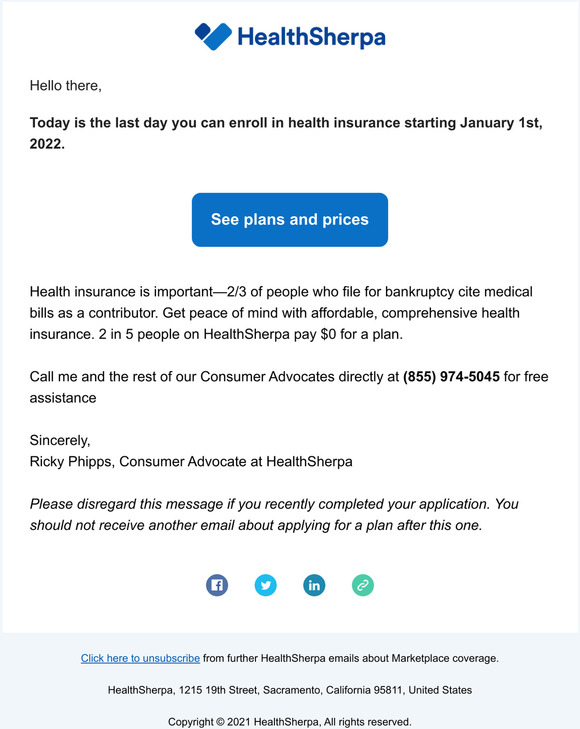DEADLINE: Today is your final chance to enroll in health insurance starting 1/1