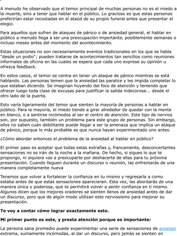 Hablar en pblico y Ansiedad