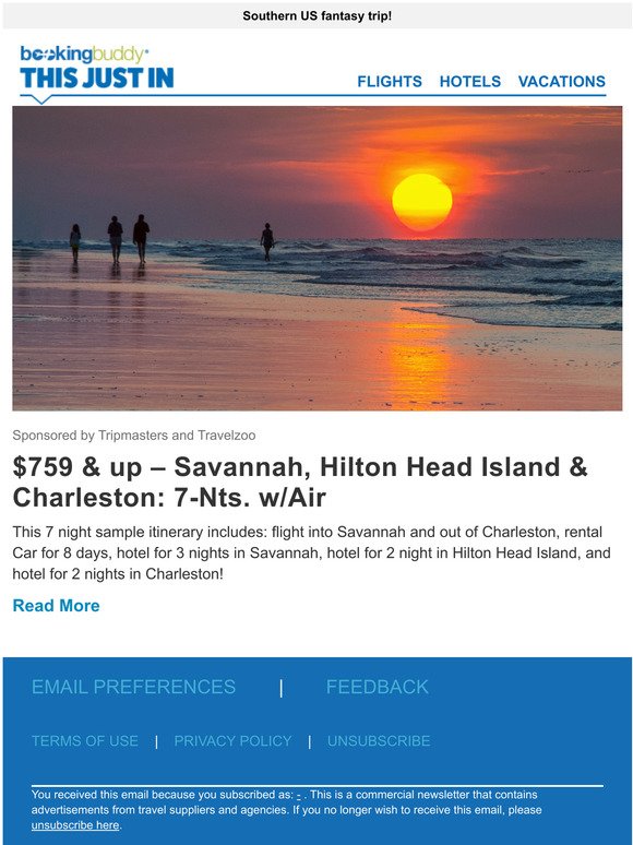 $759 & up  Savannah, Hilton Head Island & Charleston: 7-Nts. w/Air