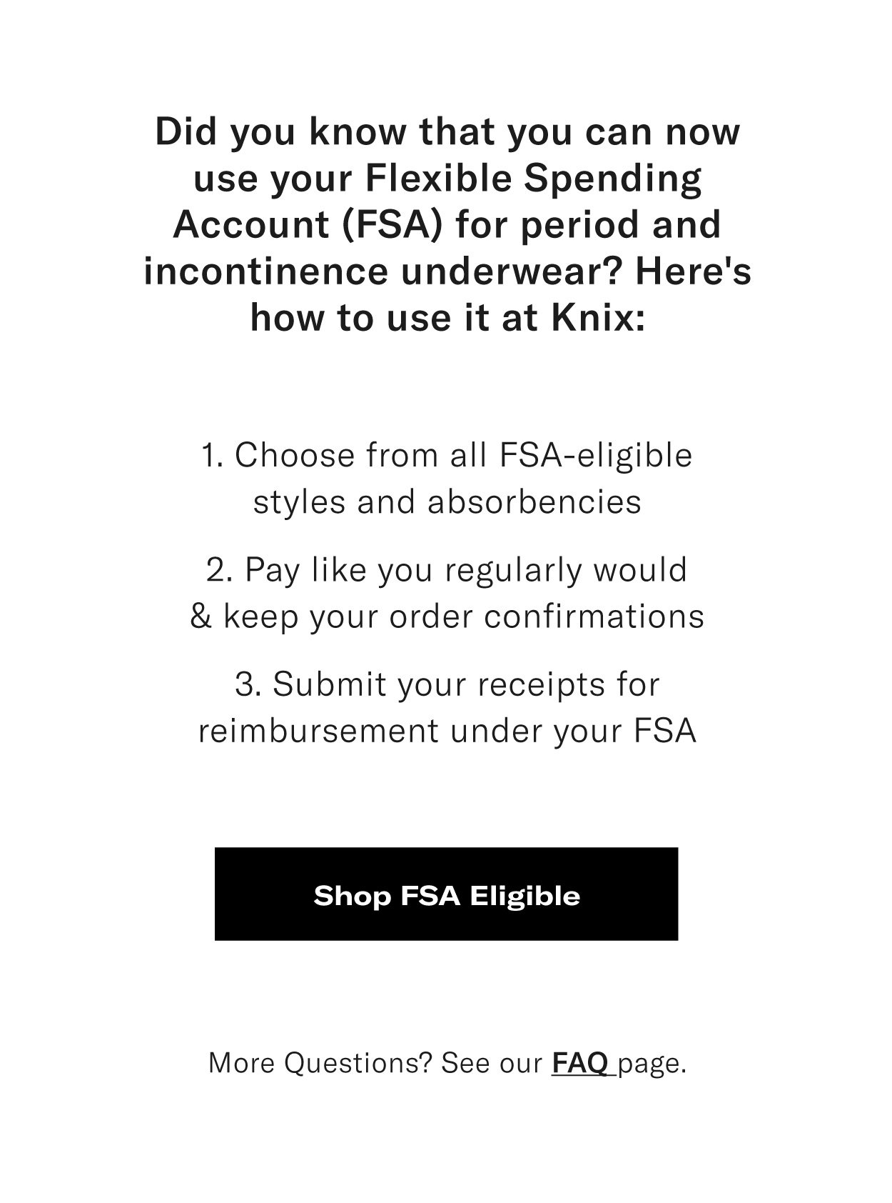 Knix: TO DO: Use That FSA