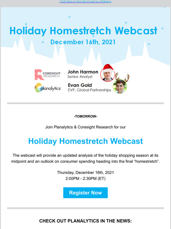 TOMORROW 12/16: Holiday Homestretch Webcast
