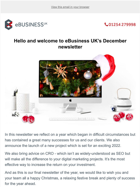 December newsletter: Advice on improving ROI, reflecting on 2021 and looking ahead to new projects