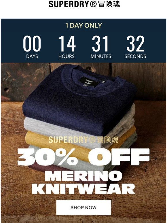 24 HOURS ONLY  30% OFF Merino knitwear